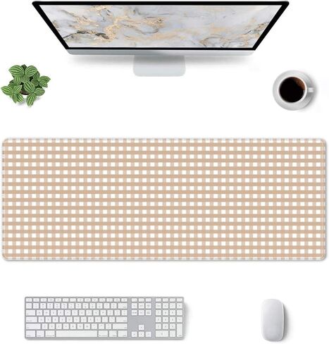 Brown Gingham Large Gaming Mouse Pad 31.5"x11.8" Waterproof Non-Slip Desk Mat for Office/Gaming Keyboard and Mouse with Rubber Base for Home and Work in Saudi Arabia