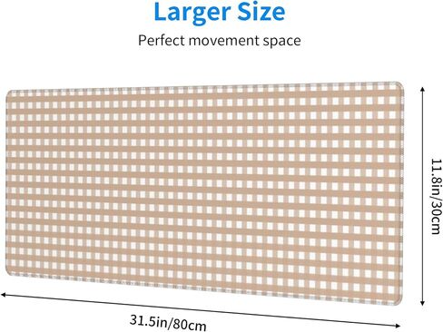 Brown Gingham Large Gaming Mouse Pad 31.5"x11.8" Waterproof Non-Slip Desk Mat for Office/Gaming Keyboard and Mouse with Rubber Base for Home and Work in Saudi Arabia