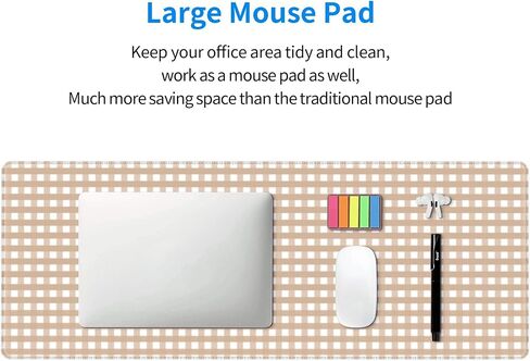 Brown Gingham Large Gaming Mouse Pad 31.5"x11.8" Waterproof Non-Slip Desk Mat for Office/Gaming Keyboard and Mouse with Rubber Base for Home and Work in Saudi Arabia