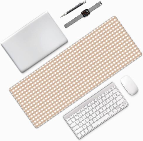 Brown Gingham Large Gaming Mouse Pad 31.5"x11.8" Waterproof Non-Slip Desk Mat for Office/Gaming Keyboard and Mouse with Rubber Base for Home and Work in Saudi Arabia