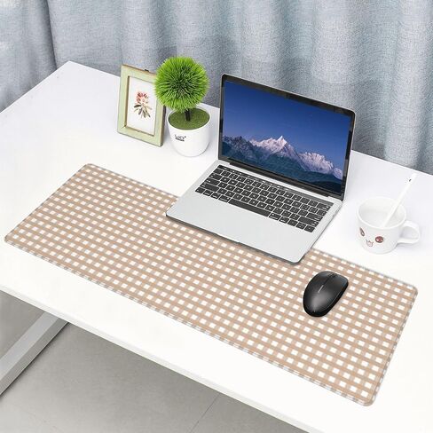 Brown Gingham Large Gaming Mouse Pad 31.5"x11.8" Waterproof Non-Slip Desk Mat for Office/Gaming Keyboard and Mouse with Rubber Base for Home and Work in Saudi Arabia