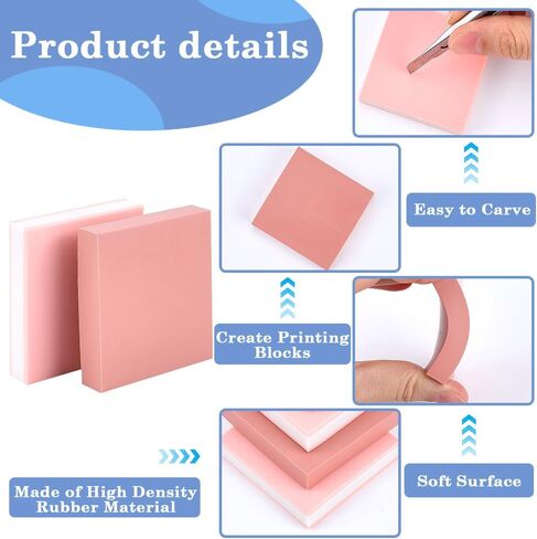 CRASPIRE 8PCS 4 أنماط كتل نحت من المطاط الوردي جولة مشمع مربعة لطباعة طوابع طوابع ناعمة من المطاط الحرف اليدوية DIY صياغة سجل القصاصات المبتدئين in Saudi Arabia