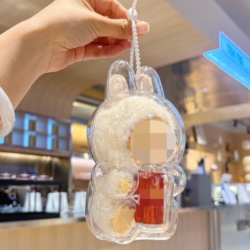 for Labubu Acrylic Clear Protective Case with Silicone Anti-Theft Buckle - Coke Series Protection for Collectible Display(No Doll) (Sitting) in Saudi Arabia