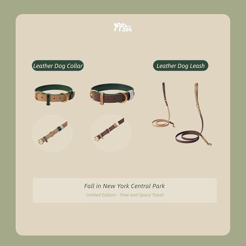 Premium Vegetable-tanned Genuine Leather Dog Collar, Personalized Fashion Dog Collars, For Small Medium Large Dogs(Fit Neck 8.7"-19.7"), Party Citywalk Travel Photography (Apricot with green, S) in Saudi Arabia