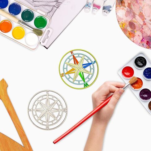 30 Pack 4 Inch Wood Compass Rose Cutouts Unfinished Wood Compass Rose Crafts Wooden Compass Rose Hanging Ornaments DIY Compass Rose Craft Gift Tags for Home Party Decoration in Saudi Arabia