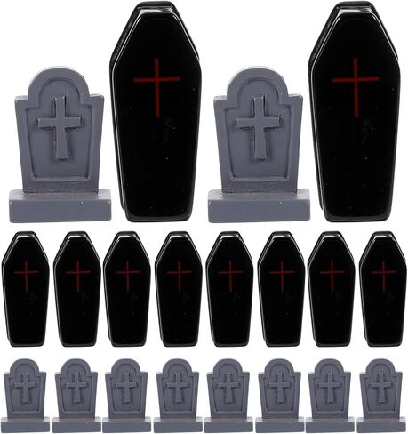 20Pcs Mini Coffin Tombstone Resin Figurines, Halloween Spooky Miniature Graveyard Scene for Dollhouse, Diorama, Home Decor, Outdoor Garden & DIY Crafts Accessories in Saudi Arabia