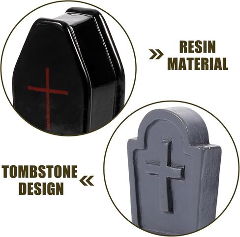 20Pcs Mini Coffin Tombstone Resin Figurines, Halloween Spooky Miniature Graveyard Scene for Dollhouse, Diorama, Home Decor, Outdoor Garden & DIY Crafts Accessories in Saudi Arabia