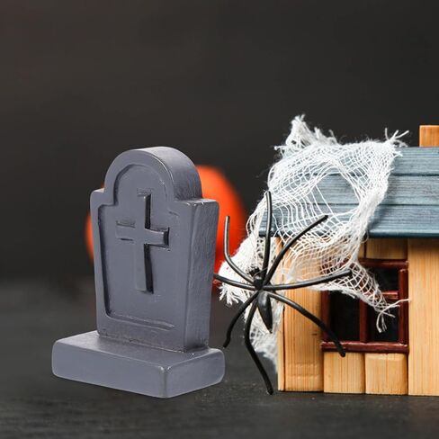 20Pcs Mini Coffin Tombstone Resin Figurines, Halloween Spooky Miniature Graveyard Scene for Dollhouse, Diorama, Home Decor, Outdoor Garden & DIY Crafts Accessories in Saudi Arabia