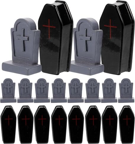 20Pcs Mini Coffin Tombstone Resin Figurines, Halloween Spooky Miniature Graveyard Scene for Dollhouse, Diorama, Home Decor, Outdoor Garden & DIY Crafts Accessories in Saudi Arabia