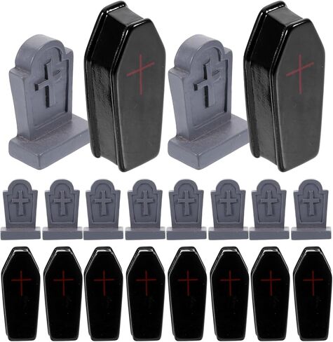 20Pcs Mini Coffin Tombstone Resin Figurines, Halloween Spooky Miniature Graveyard Scene for Dollhouse, Diorama, Home Decor, Outdoor Garden & DIY Crafts Accessories in Saudi Arabia