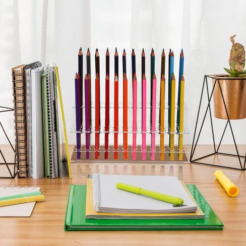 Bestyash Pen Holder Box - منظم مكتب بلاستيكي شفاف لعلامات الأقلام وفرش المكياج - 9.45 × 4.13 × 3.54 بوصة شاشة متعددة الاستخدامات للمكتب المنزلي in Saudi Arabia
