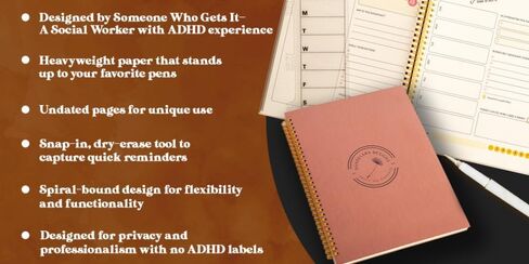 ADHD Planner- Large format 8.5 x 11 for Neurodivergent Minds: Undated Daily, Weekly, Monthly Organizer for Adults, Women, Teens, ADHD Student Organizer with Snap-In Dry-Erase Tool, Vegan Leather in Saudi Arabia