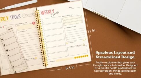 ADHD Planner- Large format 8.5 x 11 for Neurodivergent Minds: Undated Daily, Weekly, Monthly Organizer for Adults, Women, Teens, ADHD Student Organizer with Snap-In Dry-Erase Tool, Vegan Leather in Saudi Arabia