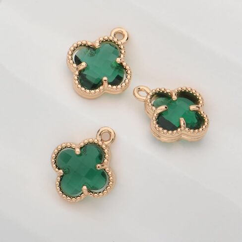 حزمة من 20 PCS سحر البرسيم الملون واحد حلقة حلقة الوجه المعلقات الذهب مطلي بالذهب لمجوهرات لصنع المجوهرات in Kuwait