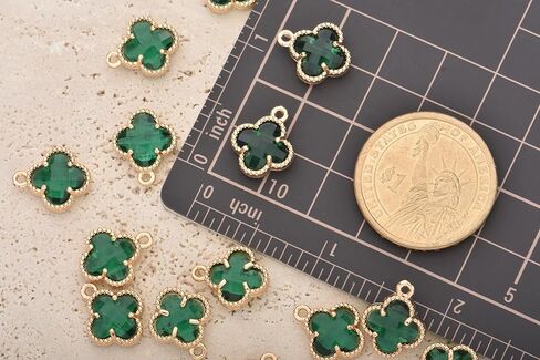 حزمة من 20 PCS سحر البرسيم الملون واحد حلقة حلقة الوجه المعلقات الذهب مطلي بالذهب لمجوهرات لصنع المجوهرات in Kuwait