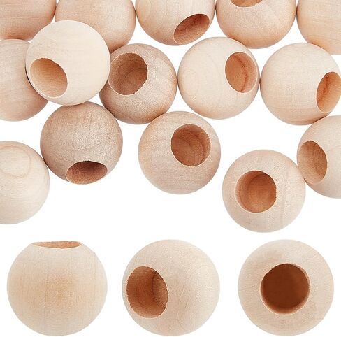 OLYCRAFT 30Pcs Wood Dowel Rod End Caps 0.9 Inch in Diameter Wooden Solid Crafting Beads Half Drilled 12mm/0.5 Inch Hole for Crafts Round Unfinished Natural Wood Ball for Arts and Crafts in Saudi Arabia