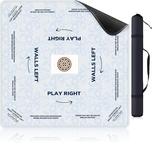 Mahjong Mat (32.4 × 32.4 بوصة) ، Mahjong Mat للطاولة مع حقيبة حمل ، مضاد للانزلاق ، غطاء طاولة تقليل الضوضاء مع القواعد الأمريكية للمهجونغ ، البوكر ، ألعاب الطاولة ، الدومينو ، وألعاب البطاقات الأخرى ، (الأزرق) in Kuwait