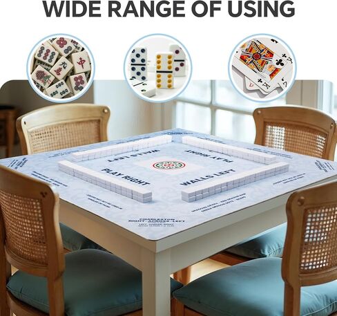 Mahjong Mat (32.4 × 32.4 بوصة) ، Mahjong Mat للطاولة مع حقيبة حمل ، مضاد للانزلاق ، غطاء طاولة تقليل الضوضاء مع القواعد الأمريكية للمهجونغ ، البوكر ، ألعاب الطاولة ، الدومينو ، وألعاب البطاقات الأخرى ، (الأزرق) in Kuwait