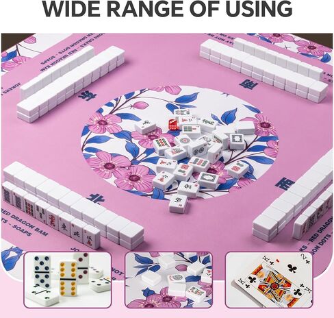 Mahjong Mat (32.4 × 32.4 بوصة) ، Mahjong Mat للطاولة مع حقيبة حمل ، مضاد للانزلاق ، غطاء طاولة تقليل الضوضاء مع القواعد الأمريكية للمهجونغ ، البوكر ، ألعاب الطاولة ، الدومينو ، وألعاب البطاقات الأخرى ، (الأزرق) in Saudi Arabia