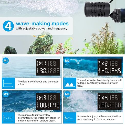 hygger Aquarium Wavemaker Pump with LED Controller: Ultra-quiet Submersible Power Head with Magnetic Base-Circulation water Pump for Freshwater Saltwater Tank in Saudi Arabia