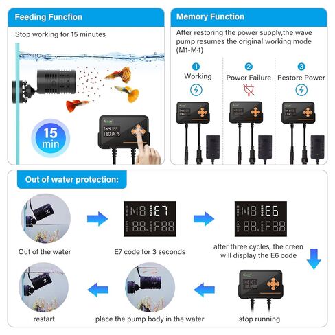 hygger Aquarium Wavemaker Pump with LED Controller: Ultra-quiet Submersible Power Head with Magnetic Base-Circulation water Pump for Freshwater Saltwater Tank in Saudi Arabia