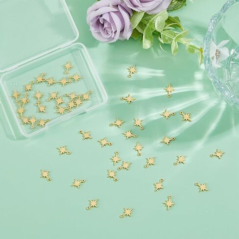 DICOSMETIC 50Pcs North Star Charms Brass Point Star Pendant Real 18K Gold Plated Vintage Charm Celestial Charms Metal Pendant Mini Stars Charm for Jewelry Earrings Necklaces Making, Hole: 0.8mm in Saudi Arabia