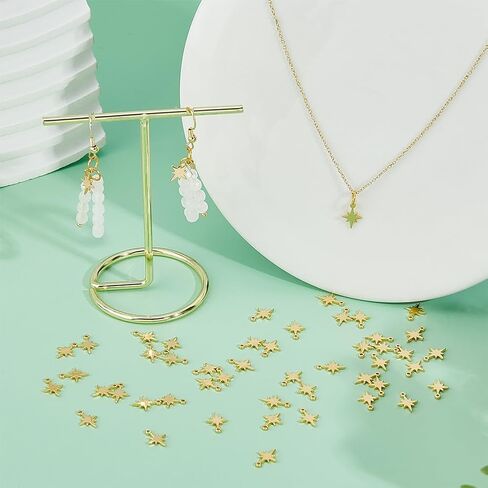 DICOSMETIC 50Pcs North Star Charms Brass Point Star Pendant Real 18K Gold Plated Vintage Charm Celestial Charms Metal Pendant Mini Stars Charm for Jewelry Earrings Necklaces Making, Hole: 0.8mm in Saudi Arabia