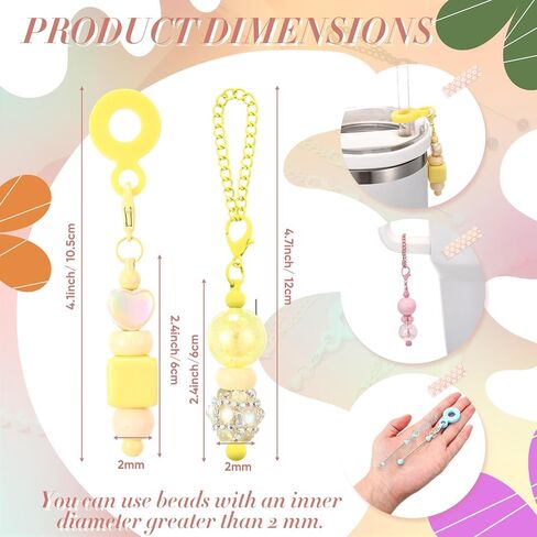 12 PCS Tumbler Charms Kit متوافق مع سحر Stanley للخرز للقش والكوب زخرفة سلاسل شريط فارغة سلكية لمدة 30 40 أوقية زجاجة ماء المجوهرات DIY in Saudi Arabia