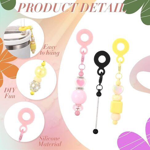12 PCS Tumbler Charms Kit متوافق مع سحر Stanley للخرز للقش والكوب زخرفة سلاسل شريط فارغة سلكية لمدة 30 40 أوقية زجاجة ماء المجوهرات DIY in Saudi Arabia