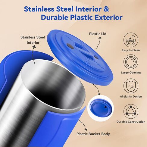 20lb Dog Food Storage Container, Stainless Steel Airtight Pet Food Storage Container and Durable Plastic Food Container, Large Metal Cat Food Container with Lid and Scoop to Keep Fresh in Saudi Arabia