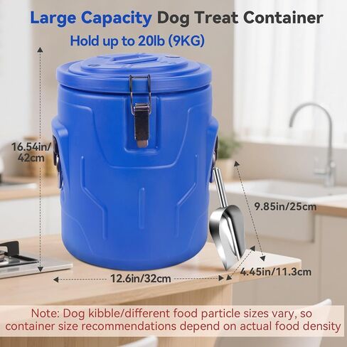 20lb Dog Food Storage Container, Stainless Steel Airtight Pet Food Storage Container and Durable Plastic Food Container, Large Metal Cat Food Container with Lid and Scoop to Keep Fresh in Saudi Arabia