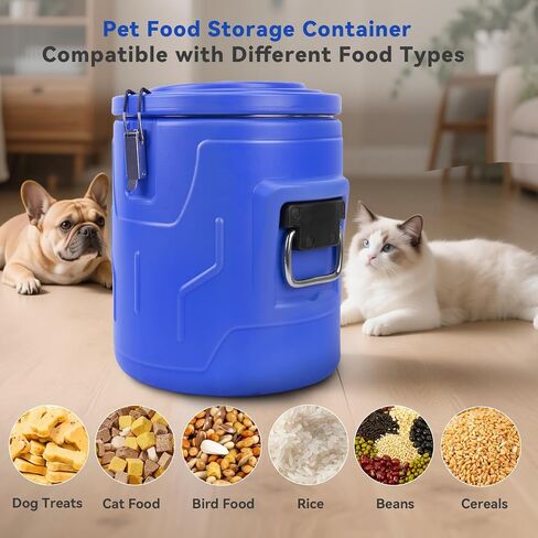 20lb Dog Food Storage Container, Stainless Steel Airtight Pet Food Storage Container and Durable Plastic Food Container, Large Metal Cat Food Container with Lid and Scoop to Keep Fresh in Saudi Arabia