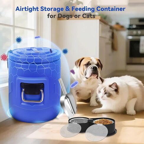 20lb Dog Food Storage Container, Stainless Steel Airtight Pet Food Storage Container and Durable Plastic Food Container, Large Metal Cat Food Container with Lid and Scoop to Keep Fresh in Saudi Arabia