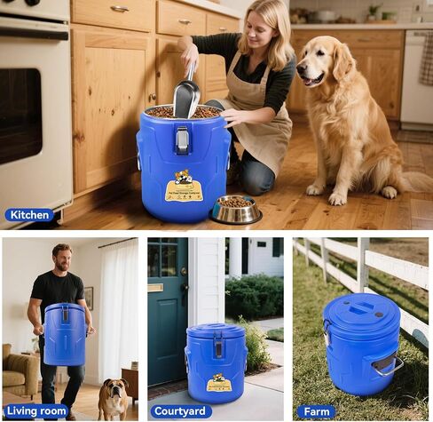 20lb Dog Food Storage Container, Stainless Steel Airtight Pet Food Storage Container and Durable Plastic Food Container, Large Metal Cat Food Container with Lid and Scoop to Keep Fresh in Saudi Arabia
