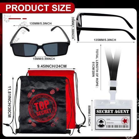 36 حزمة تجسس المباحث حفلات مجموعة Top Secret Party Favors 12 Secret Agent Name Tags 12 أكياس الرباط 12 انظر خلف النظارات الشمسية لغرفة الهروب لصالح لوازم عيد ميلاد الغموض الغموض in Kuwait