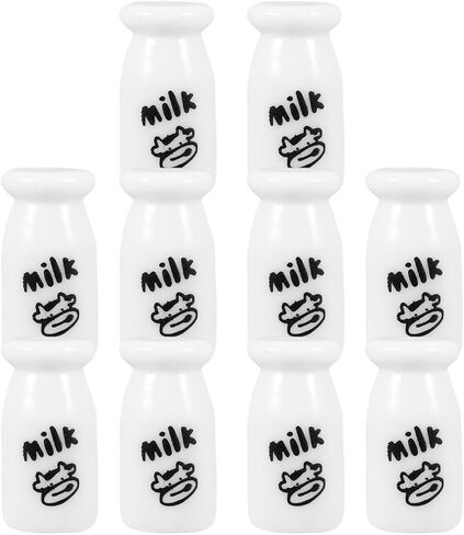 Amosfun 10Pcs Mini Milk Bottle Dollhouse Ornaments Miniature Figurines Adorable Micro Landscape and Desktop Ornament Dollhouse Decor in Saudi Arabia