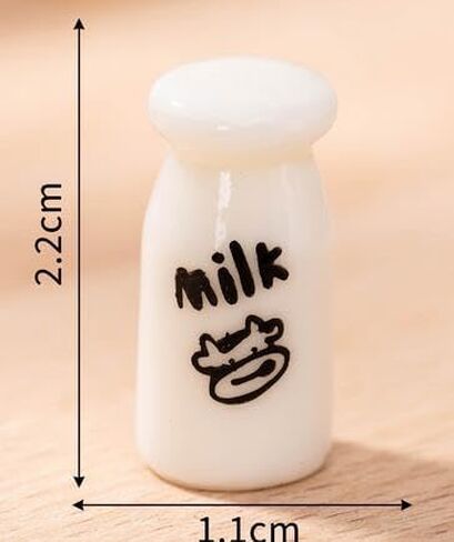 Amosfun 10Pcs Mini Milk Bottle Dollhouse Ornaments Miniature Figurines Adorable Micro Landscape and Desktop Ornament Dollhouse Decor in Saudi Arabia