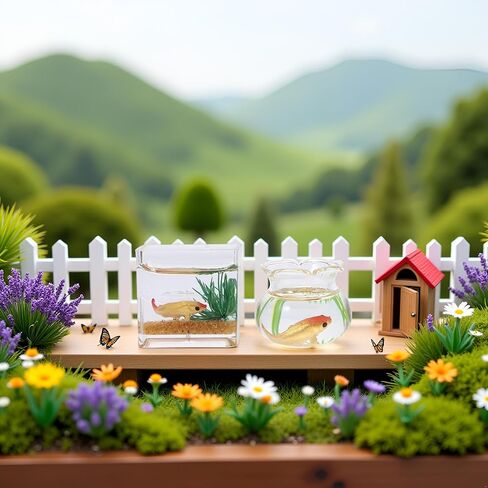 2Pcs 1/12 Scale Accessories Dollhouses Fish Tank，1: 12 Scale Miniature Fish Bowl Miniature Dollhouse Accessories for Garden Scene Decor Desktop Ornaments，Dollhouse Decor，Dollhouse Accessories in Saudi Arabia