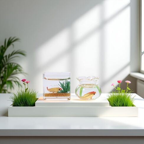 2Pcs 1/12 Scale Accessories Dollhouses Fish Tank，1: 12 Scale Miniature Fish Bowl Miniature Dollhouse Accessories for Garden Scene Decor Desktop Ornaments，Dollhouse Decor，Dollhouse Accessories in Saudi Arabia