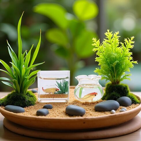 2Pcs 1/12 Scale Accessories Dollhouses Fish Tank，1: 12 Scale Miniature Fish Bowl Miniature Dollhouse Accessories for Garden Scene Decor Desktop Ornaments，Dollhouse Decor，Dollhouse Accessories in Saudi Arabia