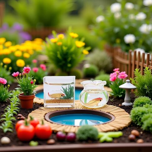 2Pcs 1/12 Scale Accessories Dollhouses Fish Tank，1: 12 Scale Miniature Fish Bowl Miniature Dollhouse Accessories for Garden Scene Decor Desktop Ornaments，Dollhouse Decor，Dollhouse Accessories in Saudi Arabia