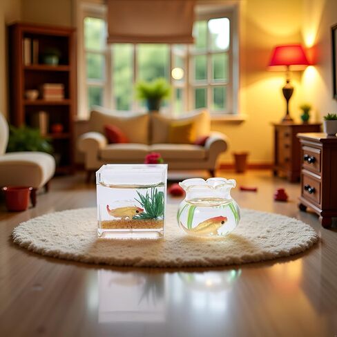 2Pcs 1/12 Scale Accessories Dollhouses Fish Tank，1: 12 Scale Miniature Fish Bowl Miniature Dollhouse Accessories for Garden Scene Decor Desktop Ornaments，Dollhouse Decor，Dollhouse Accessories in Saudi Arabia