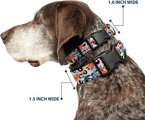 Warner Bros. Dog Collar with Plastic Clip, Quick Release, Easy Adjustable, The Powerpuff Girls Expressions Stacked, 11 to 16.5 Inches 1.0 Inch Wide in Saudi Arabia