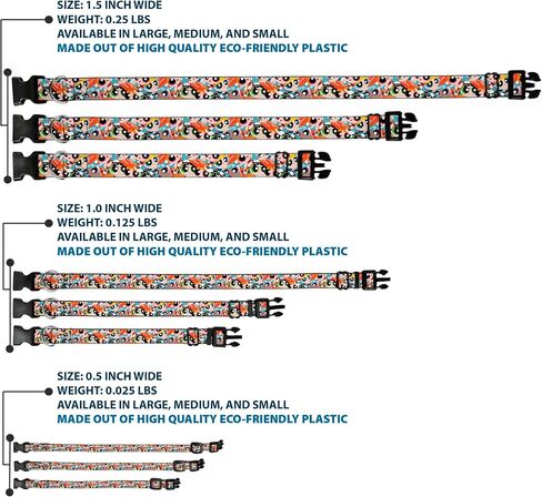 Warner Bros. Dog Collar with Plastic Clip, Quick Release, Easy Adjustable, The Powerpuff Girls Expressions Stacked, 11 to 16.5 Inches 1.0 Inch Wide in Saudi Arabia