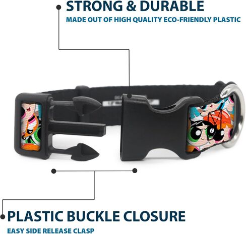 Warner Bros. Dog Collar with Plastic Clip, Quick Release, Easy Adjustable, The Powerpuff Girls Expressions Stacked, 11 to 16.5 Inches 1.0 Inch Wide in Saudi Arabia