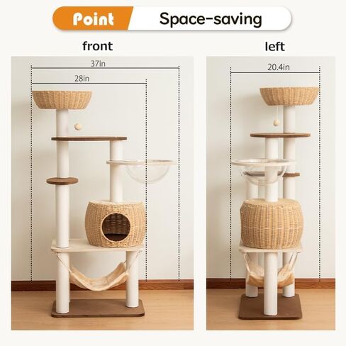 56.7in Large Wooden cat Tree for Large Multiple Cats,cat Tree with Observation Deck, Suitable for Summer and Winter 144CM (Rubberwood) in Kuwait
