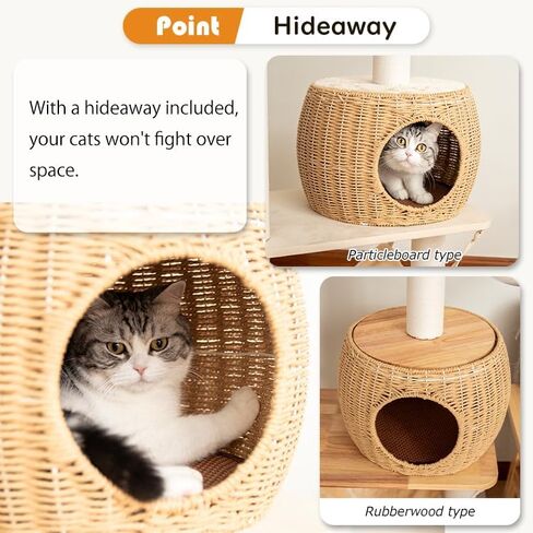 56.7in Large Wooden cat Tree for Large Multiple Cats,cat Tree with Observation Deck, Suitable for Summer and Winter 144CM (Rubberwood) in Kuwait