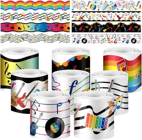 Yeaqee 8 Roll 131 ft Musical Notes Bulletin Board Borders Decorations Back to School Self Stick Music Bulletin Trim Music Bulletin Board Classroom Bulletin for Music Room Wall Door Decor in Saudi Arabia