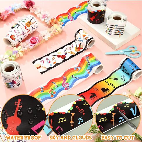 Yeaqee 8 Roll 131 ft Musical Notes Bulletin Board Borders Decorations Back to School Self Stick Music Bulletin Trim Music Bulletin Board Classroom Bulletin for Music Room Wall Door Decor in Saudi Arabia