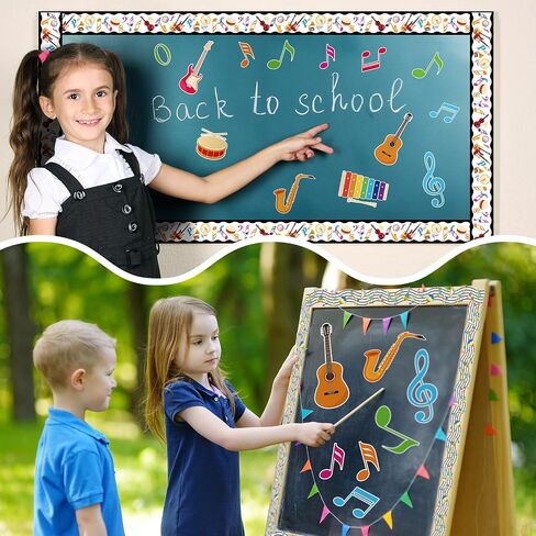 Yeaqee 8 Roll 131 ft Musical Notes Bulletin Board Borders Decorations Back to School Self Stick Music Bulletin Trim Music Bulletin Board Classroom Bulletin for Music Room Wall Door Decor in Saudi Arabia